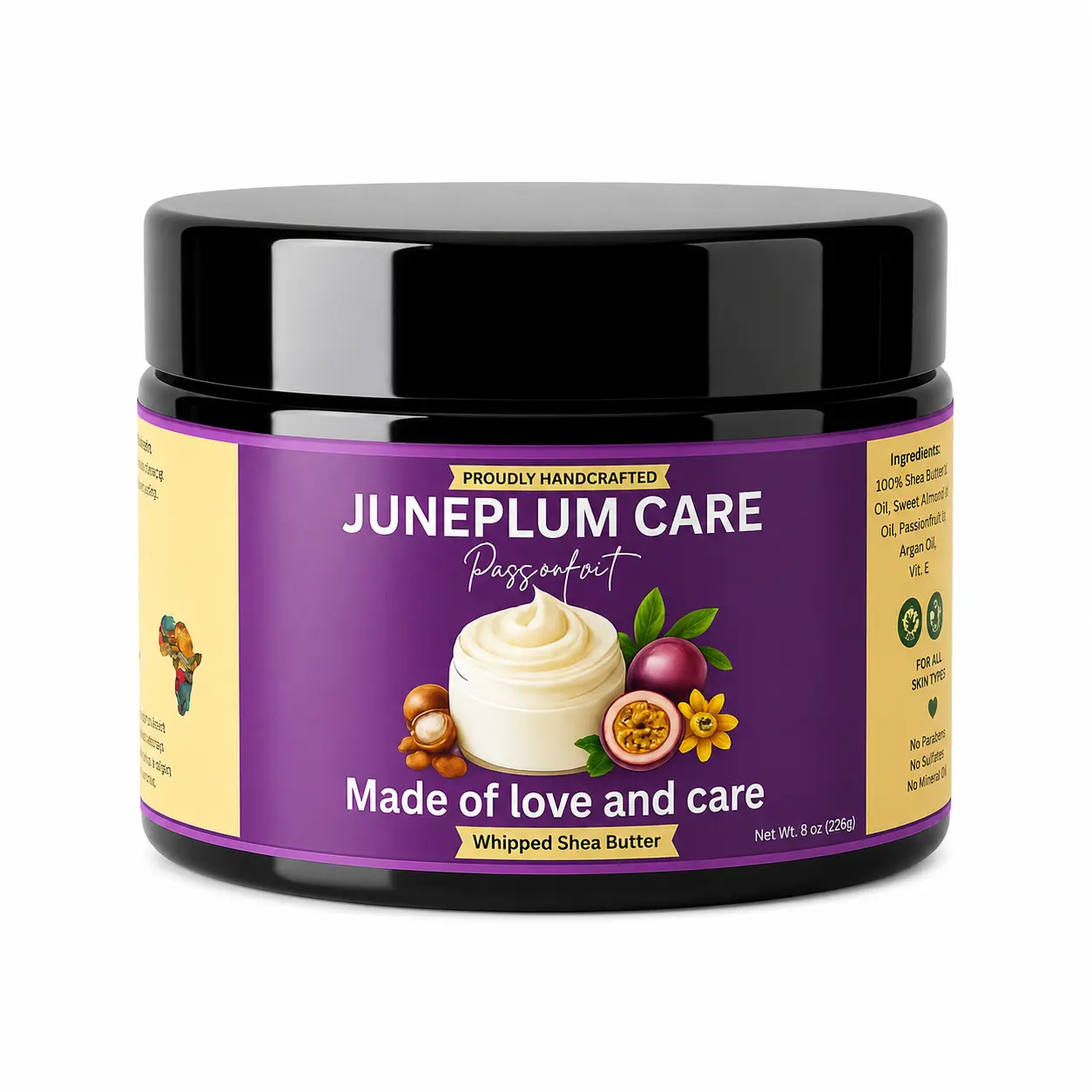 Juneplum Care Passionfruit-Infused Whipped Shea Butter - Hydrating Body Butter Moisturizer for Dry Skin