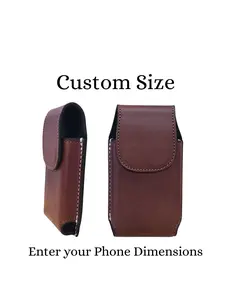 Leather Phone Case Iphone Samsung Custom Size Hidden Leather Phone Holster Belt Sheath