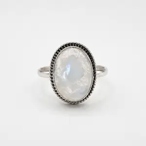 Yaya's One-of-a-Kind Rainbow Moonstone Sterling Silver Ring - Size 9.5 - ID 123