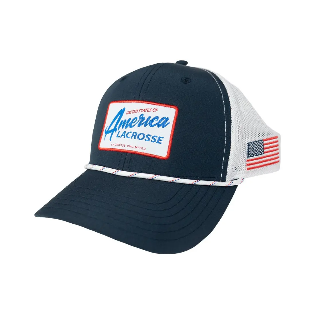 American Lacrosse Trucker Hat for Lacrosse Fans, Unisex Mid-Profile Fabric Cap with Embroidered Logo, Adjustable Strap, Exclusive Design