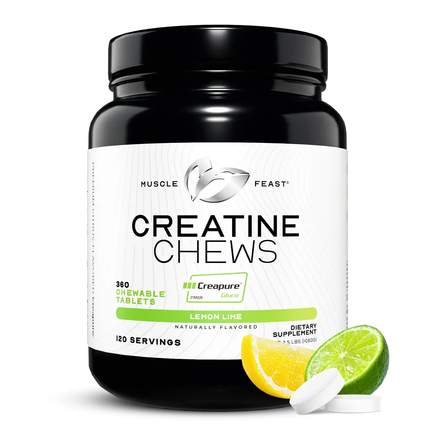 Vegan Creatine Monohydrate, Creapure Chews, Lemon Lime