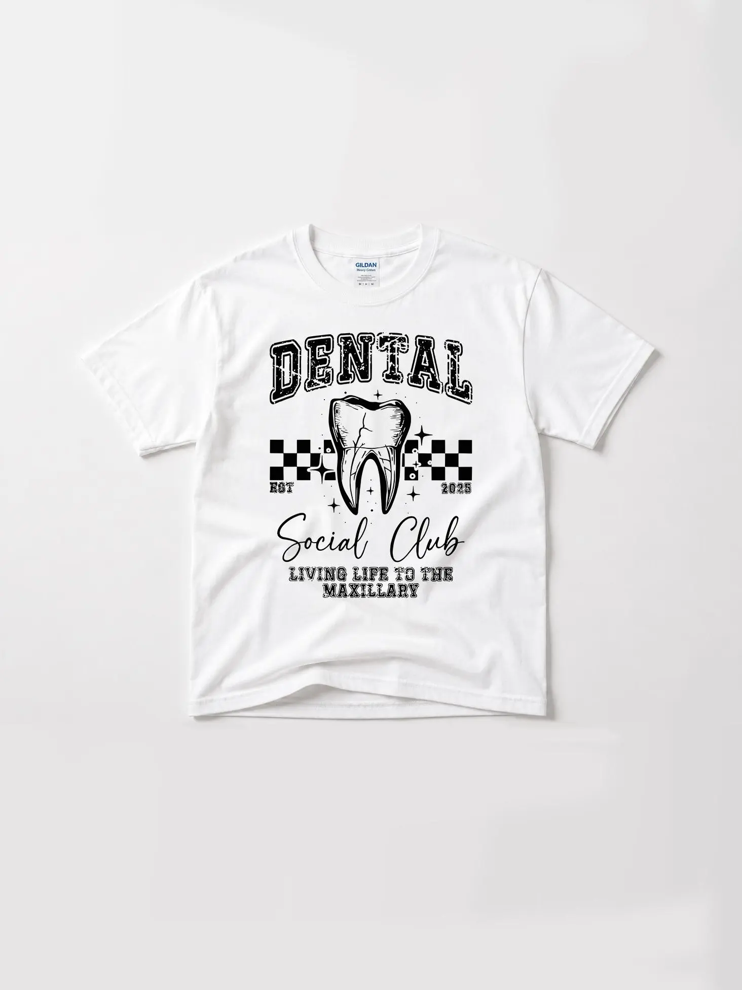 Women's Dental Social Club 2025 Fitted Graphic Tshirt - Black, 100% Cotton Fabric, Casual Basic Style, All Seasons Top for Dental Professionals