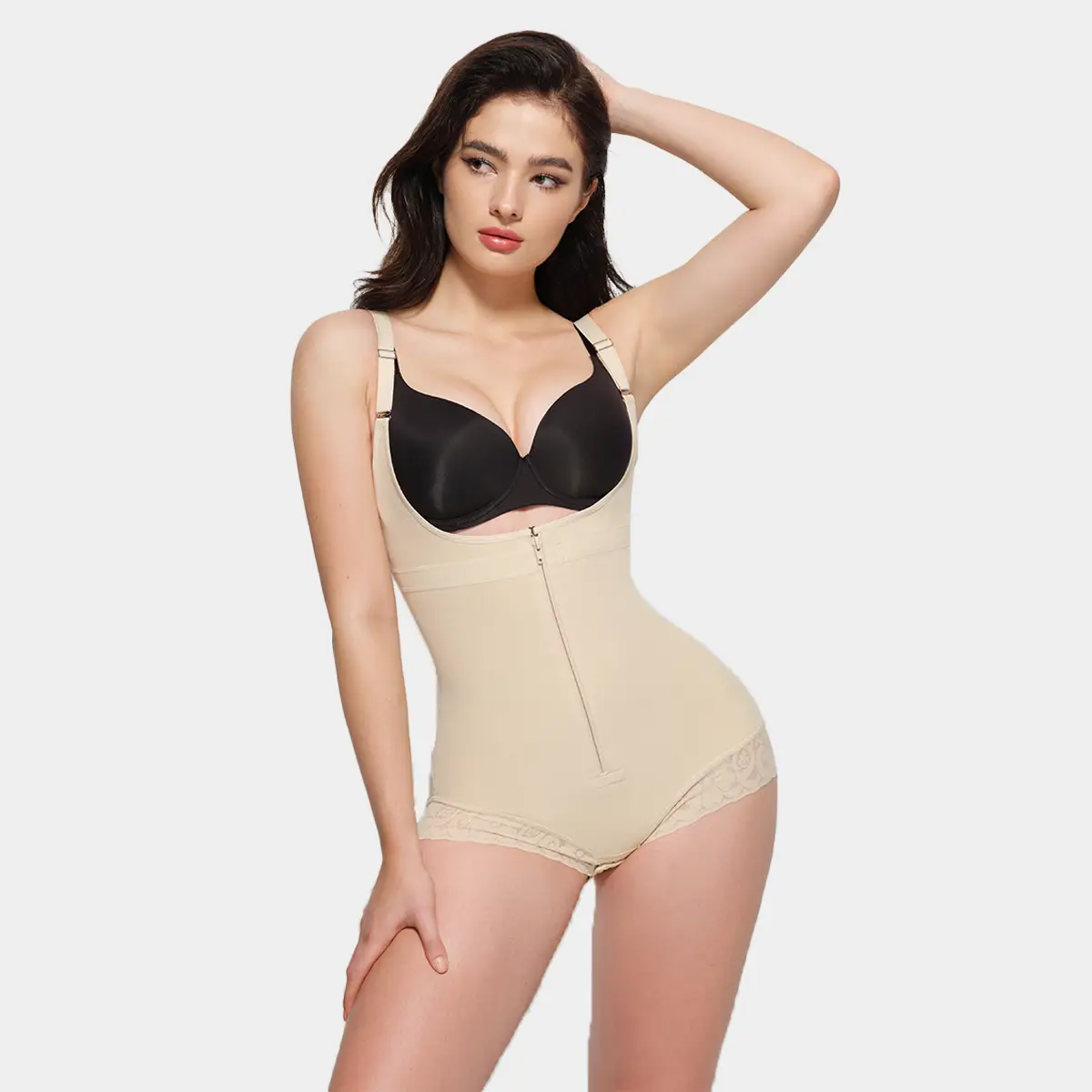 Zipper Open Bust Bodysuit 7200-B [boosting belly-control bodysuit and shapewear Womenswear Underwear Lady Comfort Fajas] Sexy Compression