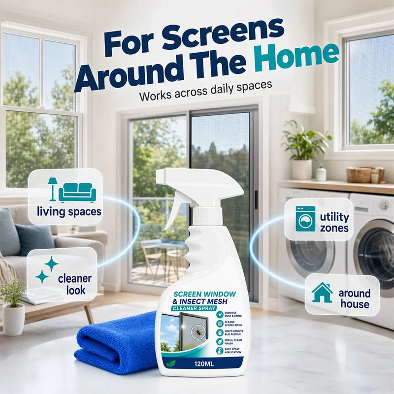 Window Screen & Mesh Cleaner Spray – Easy Spray-On Screen Cleaning Solution for Removing Dust, Dirt, Pollen & Grime, Refreshes Window Screens, Door Mesh, Fly Screens & Fine Mesh Surfaces, Quick & Convenient Home Cleaning Tool