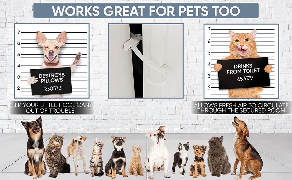 Proof Door Lock & Pinch Guard - For Door Knobs & Lever Handles - Easy to Install - No Tools or Tape Required - Baby Safety Door Lock - Very Portable - Great for Dogs & Cats