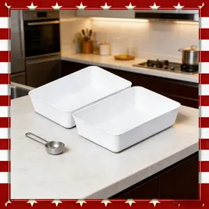 2 Pack Large Plastic Storage Trays Clear with Handles for Drawer and Pantry Organization Kitchen and Bathroom Use