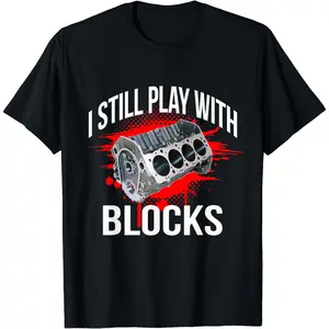 [100% Cotton] Bold Engine Block Design T-Shirt For Car Enthusiasts Who Play With Blocks.