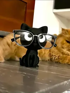 Cute Cat Shaped 3D Printed Eyeglasses Frame, Durable Plastic Glasses Holder, Adorable Desk Organizer, Perfect for Home Office Gift