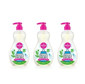 Dapple Baby Bottle Soap, Hypoallergenic Dish Soap for Baby Bottles, Powered by Plants, 1 Pump Included, Packaging May Vary, Fragrance Free, 16.9 Fl Oz (Pack of 3)