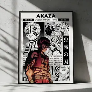 Demon Slayer Akaza Anime Poster, Manga Wall Artwork Prints, Home Decor Gift