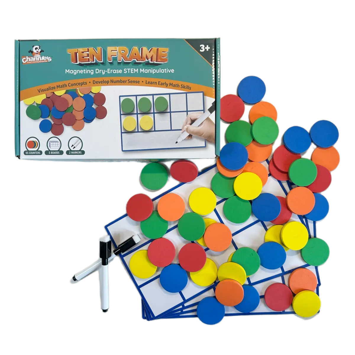 Channie's Ten Frame Magnetic Math Dry Erase Boards- Hands on Learning Math Manipulative