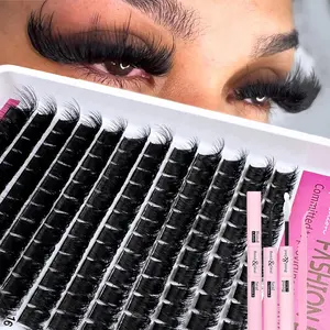 DIY Cluster Synthetic Cosmetic Eyelashes 60D/80D/100D/120D/160D/200D, Mixed Lengths 10-20mm, Reusable D Curl Dense Lash Extensions for Beginners