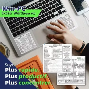 Reusable Self-Adhesive Keyboard Shortcuts Stickers, Windows Word Excel, PVC Matte, Multilingual, Durable Adhesion, Clear Layout