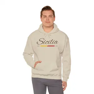 Sicilia script logo Hoodie | Sicilian flag stripes, EST 1130