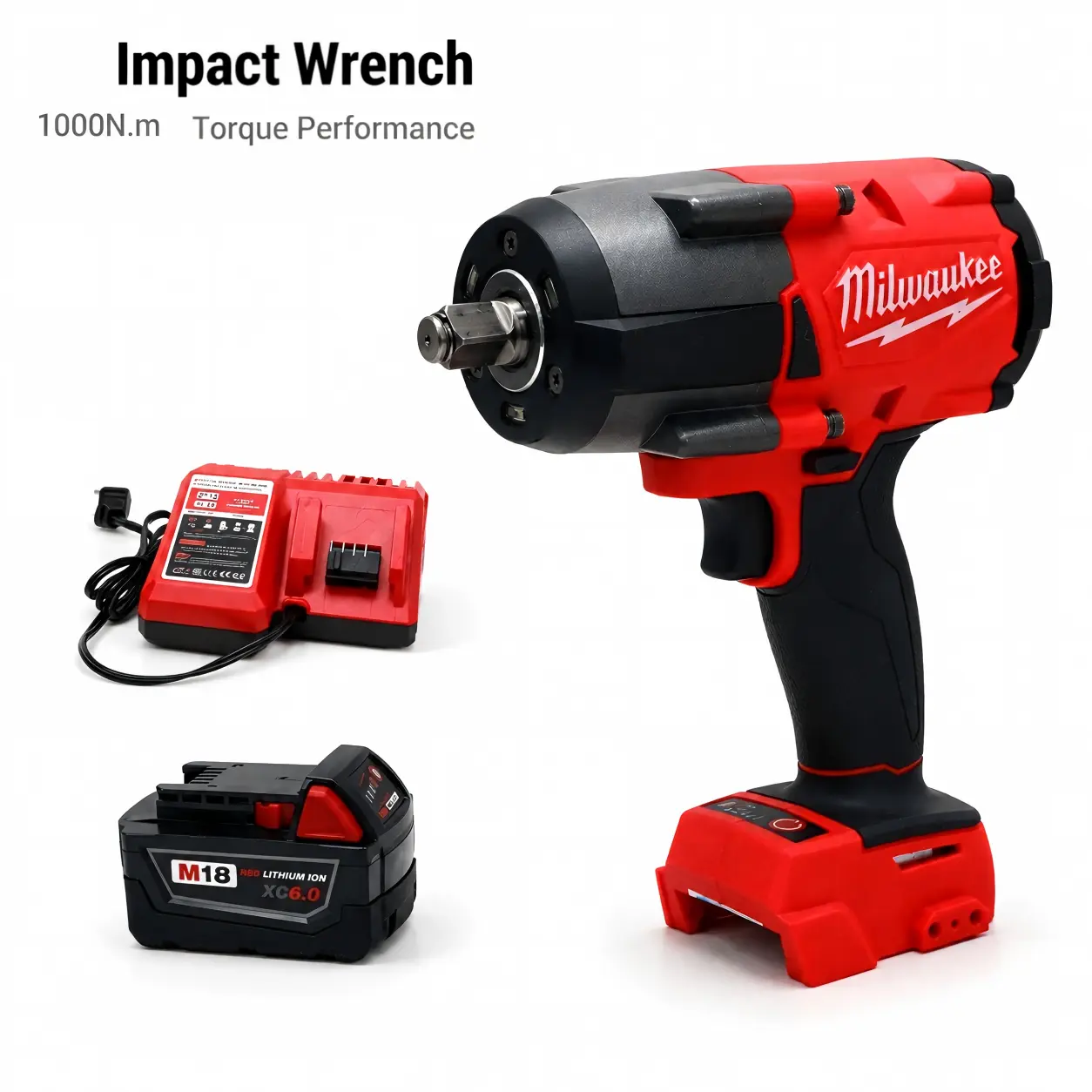 Milwaukee M18 FMTIWF12 1/2" Square Drive Impact Wrench, 1000Nm Max Torque, 3000 IPM, for Heavy-Duty Automotive & Construction Tasks