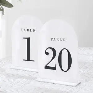 White Arch Wedding Table Numbers with Stands 1-20, 5x7"  Signs and Holders,  for Centerpiece, Reception, Decoration, Party, Anniversary, Event