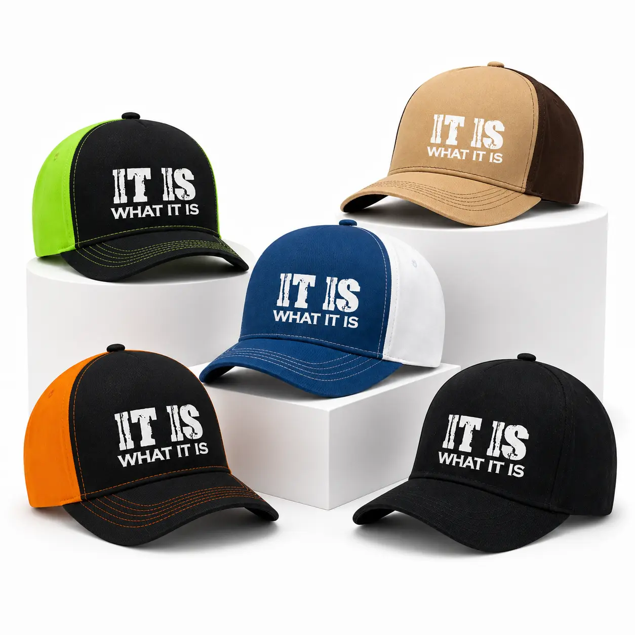 Unisex Text Graphic Mesh Trucker Hat, Adjustable Polyester Snapback Cap, Structured Crown Breathable Sun Protection Hat for Casual Outdoor Wear
