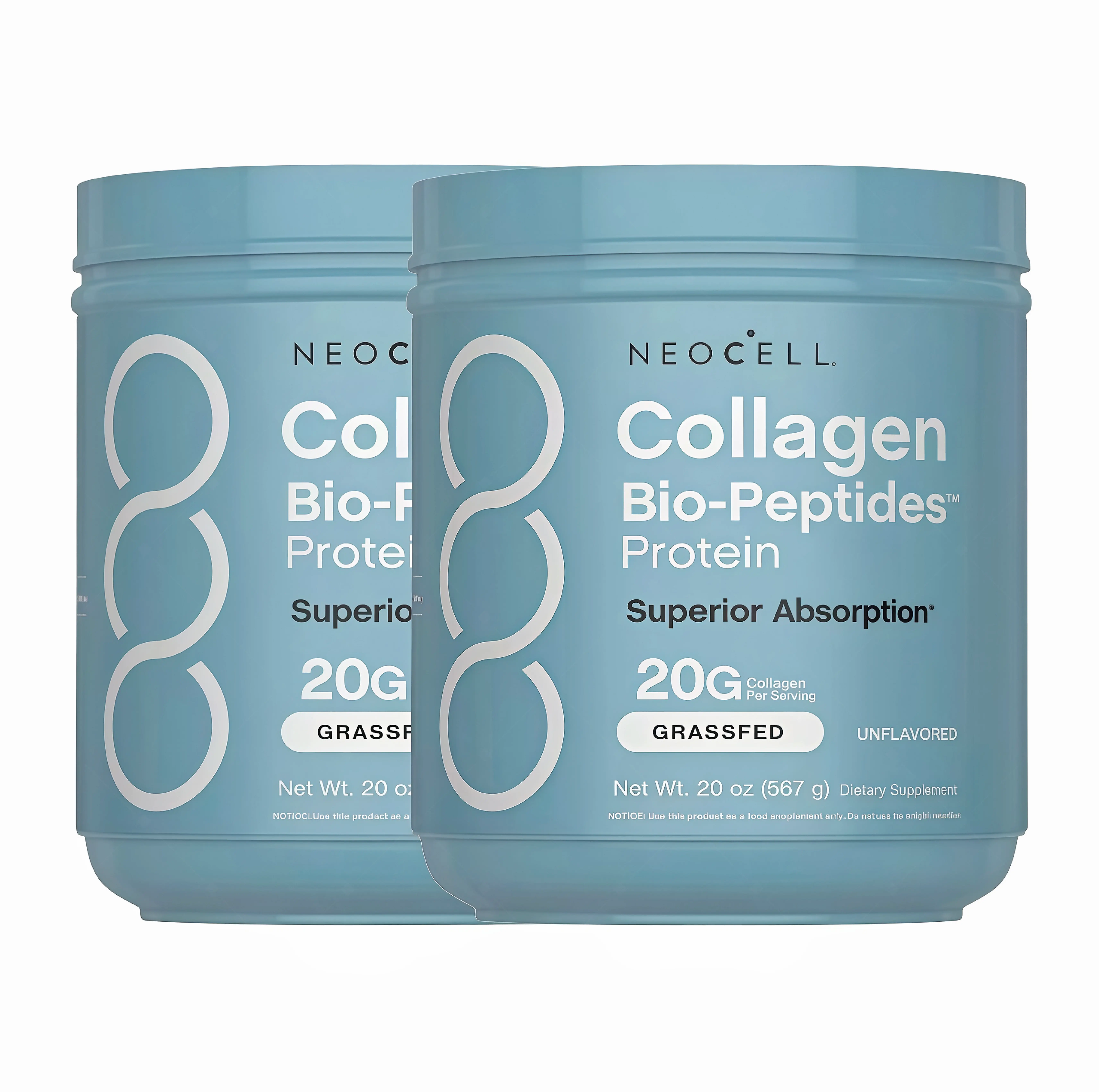2 Pack NeoCell Collagen Peptides Powder 20oz - Grassfed Protein Supplement BL- Advanced with 18 Essential Amino Acids