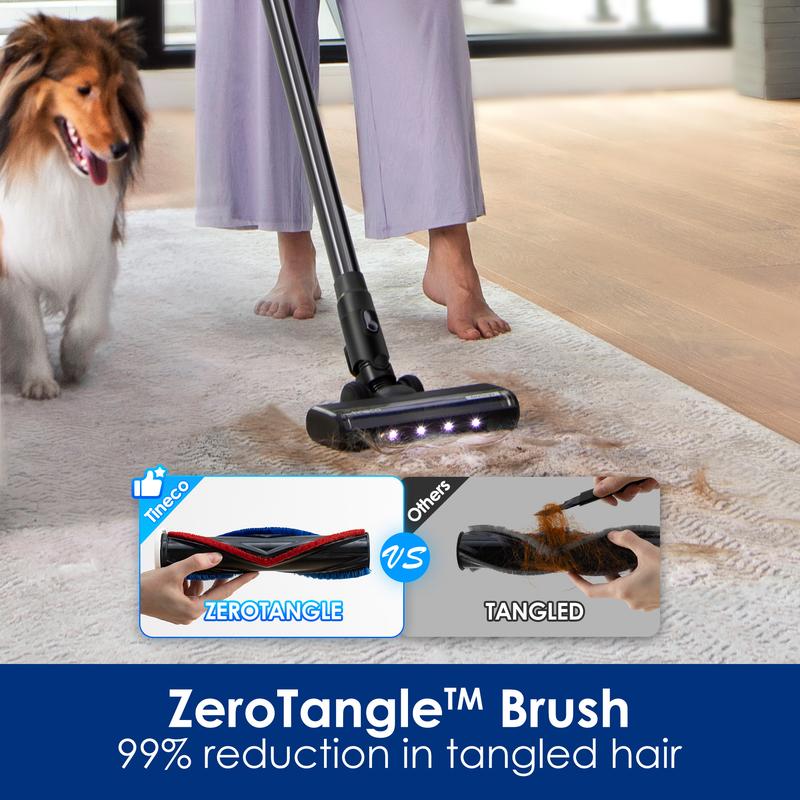 TINECO PURE ONE Station Pet Cordless Stick Vacuum Cleaner, Station with Self-Clean, ZeroTangle Brush for Pet Hair, Hard Floor, Carpet, Tile, Pet Grooming, Lightweight, Handheld Vacuum