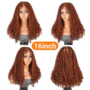SuperNova #350 16" Bohemian Box Braided Full Lace Wig - Premium Synthetic Fiber, Wavy, Lightweight & Comfortable, Perfect for Any Occasion FallFreshness