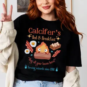 Howl’s Moving Castle Inspired Calcifer's Bed & Breakfast Unisex Softstyle T- Shirt , Anime Shirt, Howl and Sophie Shirt