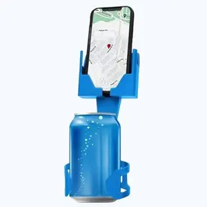 Detroit Blue Cell Phone Seat - Made In Detroit - Blue Cup Holder Phone Stand - Hands-Free Car Mount for Round Cup Holders 3" to 4" - Fits Any Phone with Cases - Easy One-Handed Use - Flexible Base - Made In America