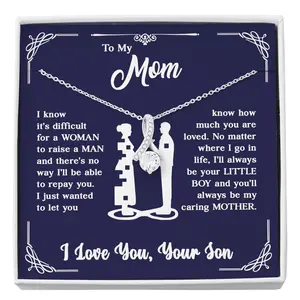 Gift For Mom From Son, To My Mom Necklace, Necklace for Mom, Mom Necklace, Mothers Day Necklace, Gifts for Mom From Son, Gift To Mother's Day, Love Knot Necklace For Gifts Message Cards Jewelry, Handmade Necklaces, Personalized Gifts