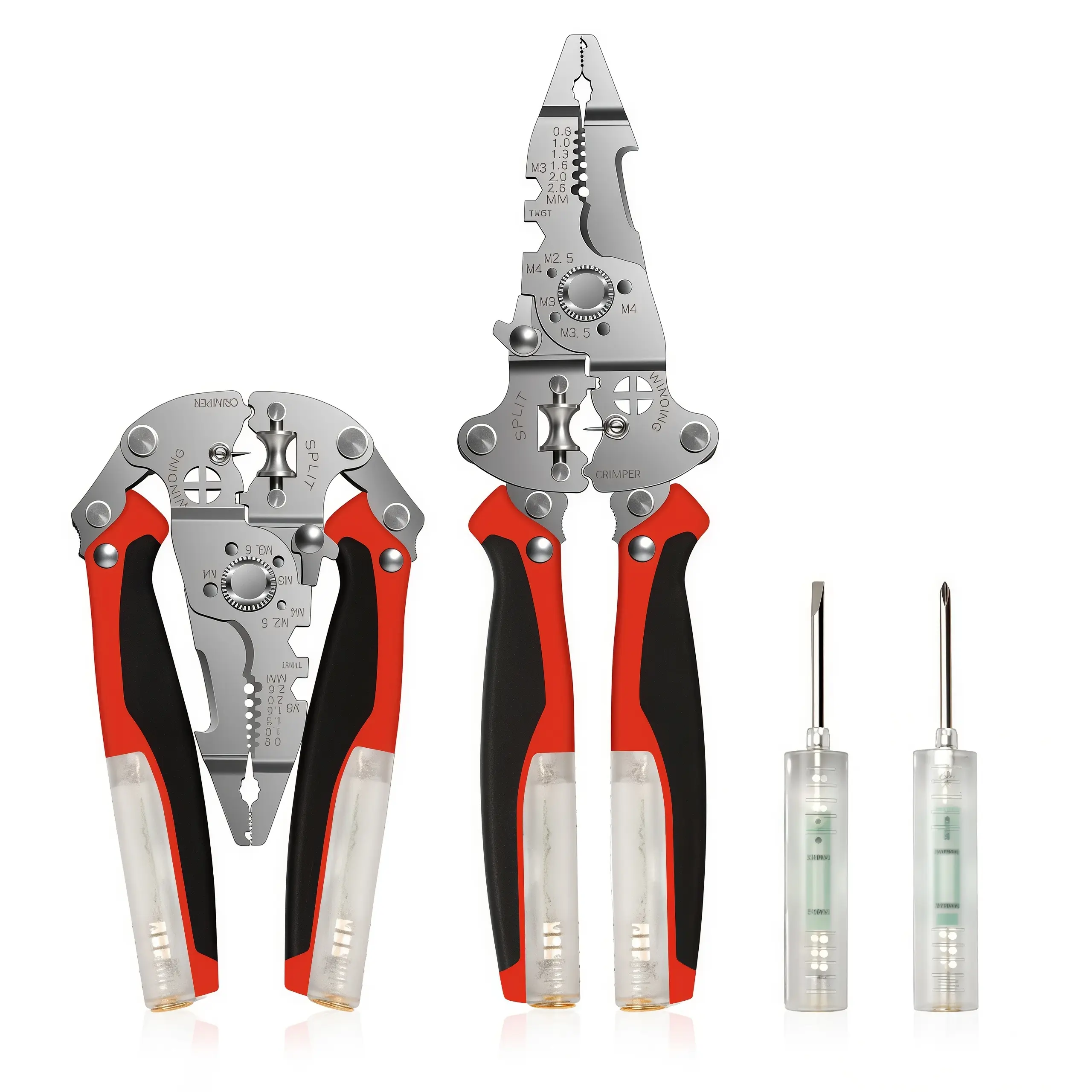 16-in-1 Heavy Duty Foldable Electrician Pliers - High-Carbon Steel Multi-Tool with Built-in 12-250V Voltmeter, Wire Stripping, Cutting, Crimping & Twisting for Multiple Gauges, DIY Electrical Repair