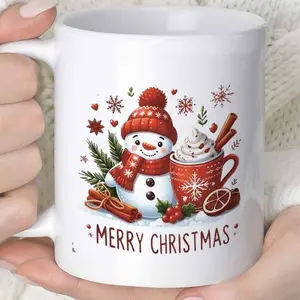 2026  1pc Snowman Christmas Mug - Cute Coffee & Tea Cup with Snowman, Dishwasher, 0.37/12.17oz Hot/ Beverage Cup for &, Winter Gift for Hot, Soup, Noodles - Winter Cup