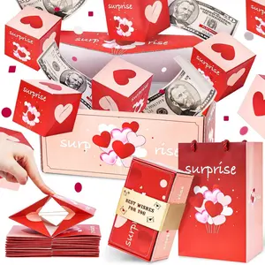 Valentine's Day Surprise Bouncing Money Box Gift Set, Unique Foldable Bounce Box, Luxury Cash Present for Christmas, Mothday‘day，Birthday, Anniversary，Valentine's Day gift, Gift Package, Surprise Gifts, Party Gift, Deluxe Gift Box