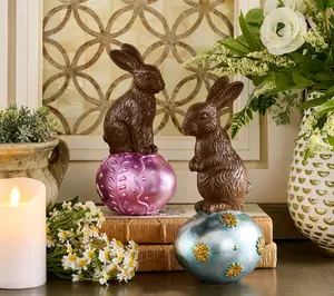 Set of 2 Chocolate Bunnies with Eggs by Valerie