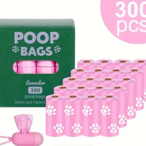 Poop Bags - 20 Rolls and 15 Pieces Each - Household Cleaning Supplies with Lavender Fragrance (Dispenser included )