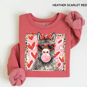 Valentine’s Day Llama Sweatshirt, Cute Animal Lover Sweatshirt, Fun & Playful Heart Glasses Design, For Men and For Women