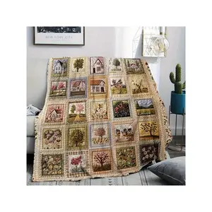 1pc Family Memory Patchwork Pattern Fleece Blanket, Tapestry. Soft, Warm, Durable, Suitable For Sofa, Bed, Office And Travel. Perfect Holiday Gift, Machine Washable, All-30*40in
