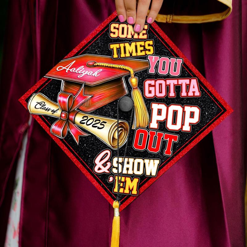 Custom Pop Out & Show Em Graduation Cap Topper, Custom Black Girl Grad Cap, African American Grad 2025, Pop Out Sorority Graduation Gift