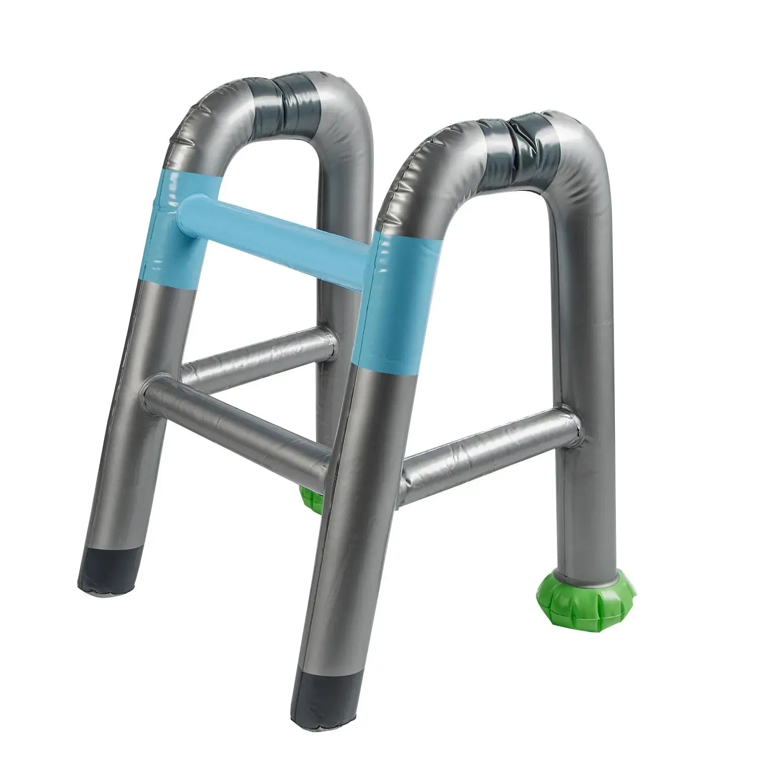 Portable 15.75in x 20.5in Kiddie Inflatable Walker, Metal Look Design, Fun Gag Gift for Pool Water Sand Play, Plastic