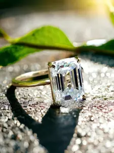 1pc Women's Engagement Ring - Inlaid with square synthetic zircon design suitable for brides' engagement, wedding jewelry, ideal holiday gift for women - without box