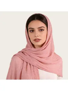 New tie-dye solid color pleated soft skin-friendly fringed long scarf vintage fine pleated scarf