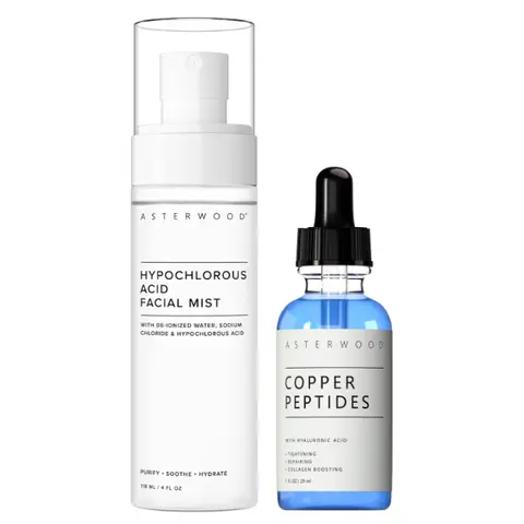 Fresh Face Bundle - Copper Peptides Serum + Hypochlorous Acid Spray for Collagen Boost, Acne, & Glow