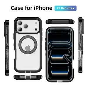 Compatible with iPhone 17 Pro Max Phone Case Supports Wireless Charging Viewing Stand Encapsulated Buttons Two-in-One Secure Phone Protective Case Compatible with iPhone 17 Pro