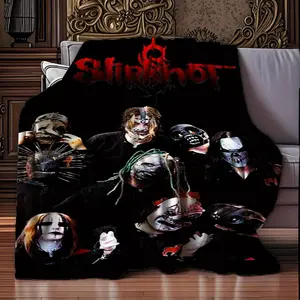 Slipknot Band Member Character Graphic Fleece Blanket - Super Soft, Lightweight, Travel-Friendly, Ideal for Camping, Office Naps, Character Graphic Blankets