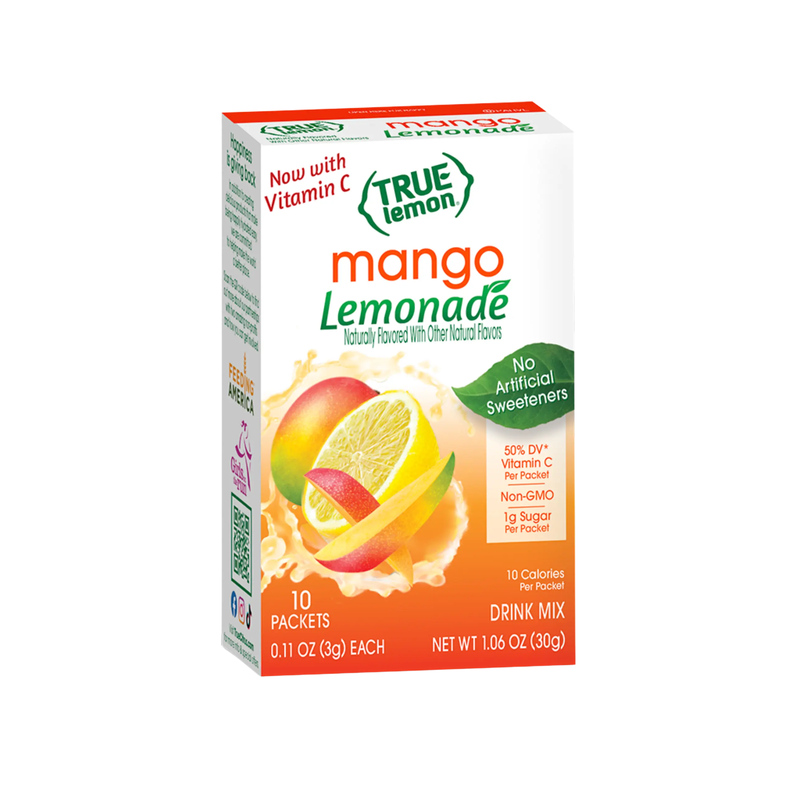 True Lemon Mango Lemonade Drink Mix | 50% Vitamin C | 10 Cal | No Artificial Sweeteners | Non-GMO