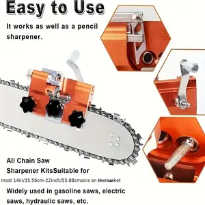 Portable Chainsaw Sharpener Kit with Abrasives & Brush, Manual Chain Saw Blade Sharpening Tool for Woodworkers & Gardeners