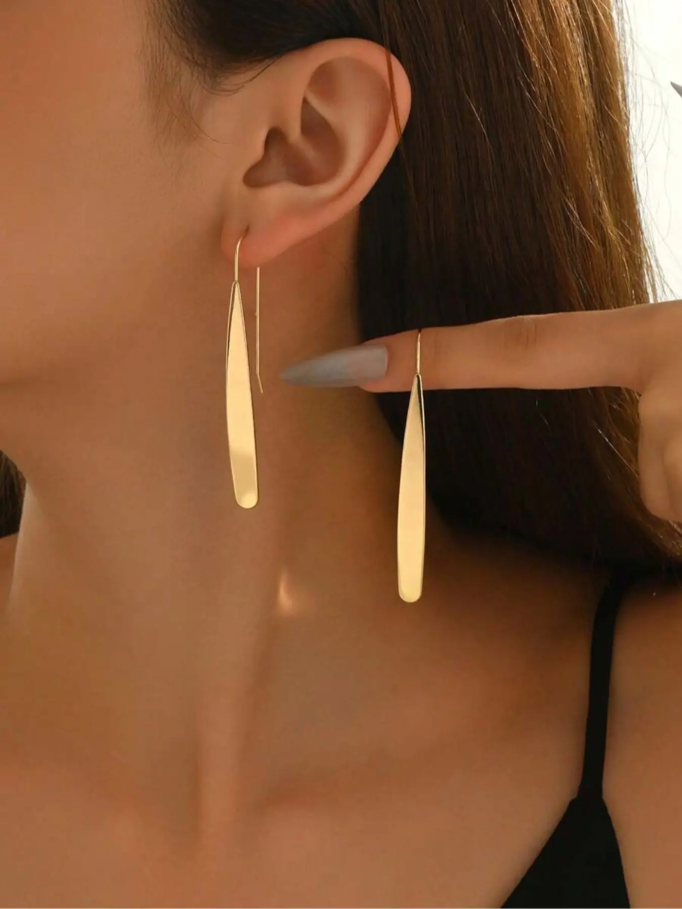 Women's Long Copper Drop Earrings, Casual Style Suitable for Daily Wear, Evening Parties & Gifts, Plain Design