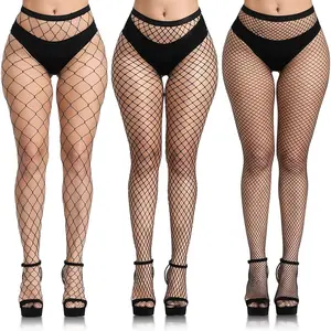 3 Pcs Lace Patterned Fishnet Tights for Women Black Fishnets  Lace Tights High Waist Pantyhose Super Flexible Breathable Fabric One Size  Aesthetic