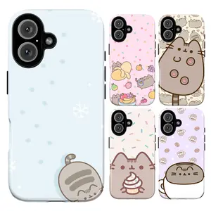 Pusheen Cat Winter Coffee Dessert Fruit Phone Case Cute Aesthetic Cartoon Kitty Lover Cover for iPhone 17 Pro Max 16 Plus 15 14 13 12 11 Air & Samsung Galaxy S25 S24 S23 S22 S21 Ultra | Kawaii Kitten Art Gift for Her Him