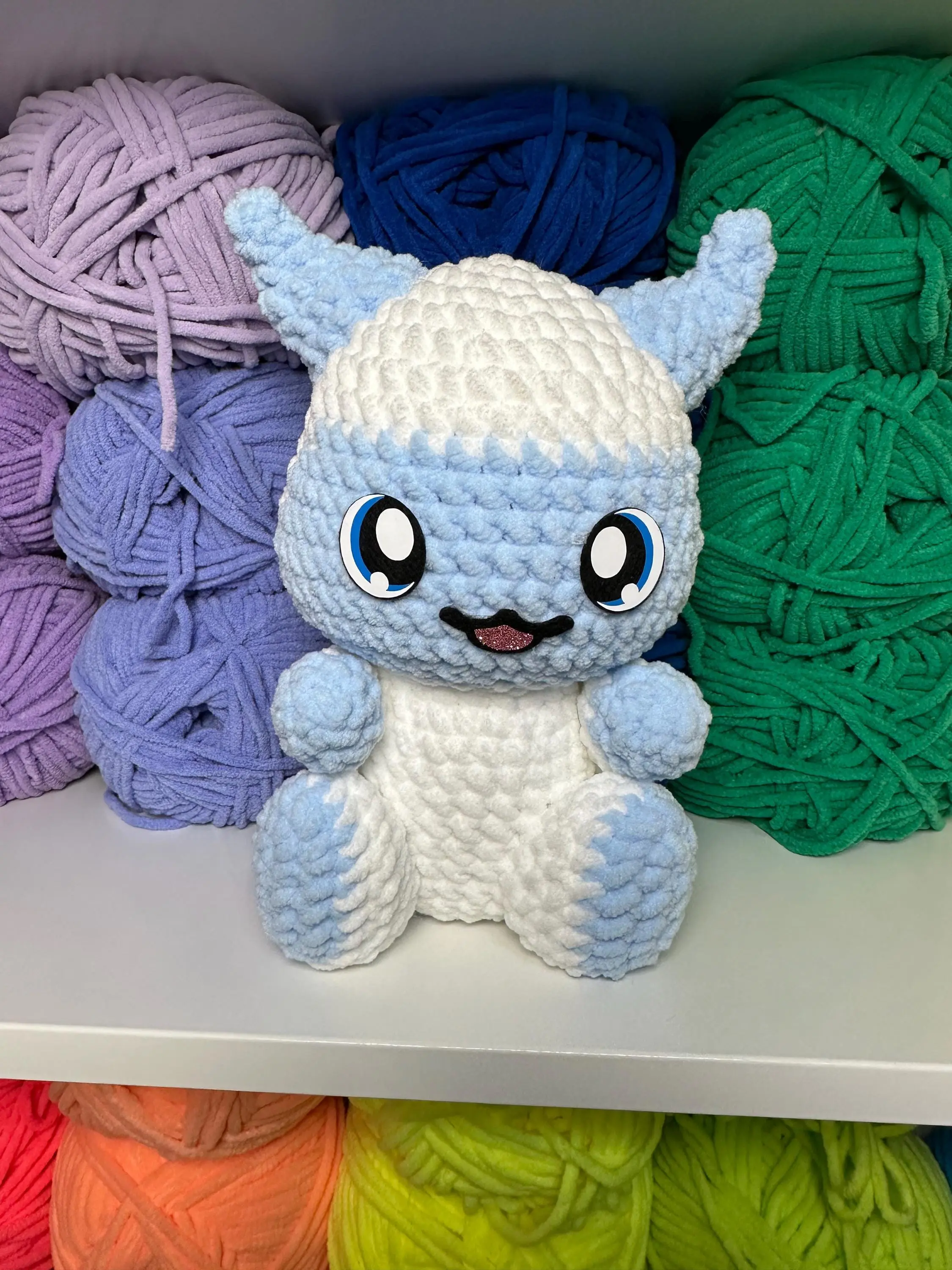 Frosty the Cozy Dreamer Plushie – Handmade Blue & White Fantasy Friend