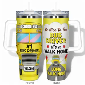 1pc Insulated Stainless Steel Cup 40oz/30oz/22oz/20oz/14oz Water Bottle, Drinkware Tumbler, Funny Design With School Bus Driver Theme Double-layer insulation Leakproof Large Capacity, Needed for Gym, Hiking, Travel Ideal Birthday Christmas