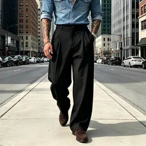 GINGTTO Men's Baggy Dress Pants Casual Loose Fit Elastic Waist Straight Leg Trousers Comfy Slacks for Men Wrinkle Free Chinos