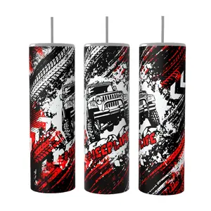 Jeep Life  20oz skinny Tumbler Drinkware Insulated Lid Coffee Portable